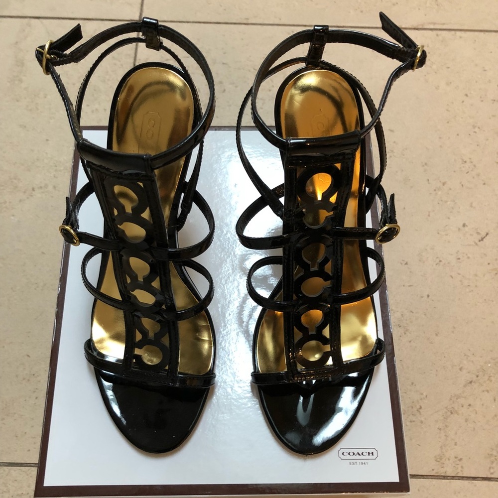Coach black stiletto sandals